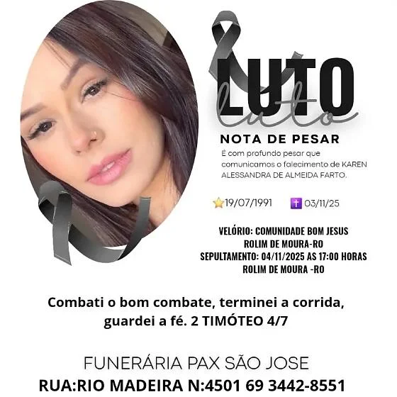 Jovem servidora pública, filha de ex-vereadora morre vítima de infarto fulminante em Rondônia