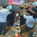 Cliente parte pra cima de garçom em bar, leva soco na cara e vai parar no chão; veja vídeo