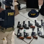 PRF prende passageiro de ônibus com 14 revólveres na BR-364 em Rondônia