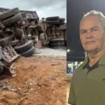 Carreta tomba na BR-364 e acidente termina com pai morto e filho ferido em Rondônia