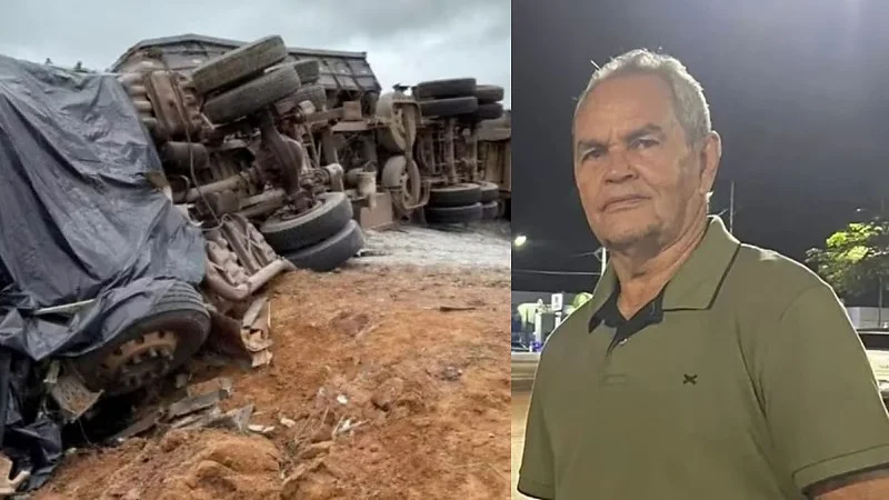 Carreta tomba na BR-364 e acidente termina com pai morto e filho ferido em Rondônia