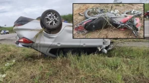 Grave acidente na BR-429 entre carro e moto deixa pai e filho em estado gravíssimo em Rondônia