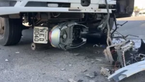 Motociclista fica gravemente ferida após colisão com caminhão em Ji-Paraná