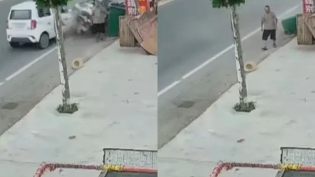 Vento leva chapéu e salva idoso de ser atingido por veículo. VEJA VÍDEO