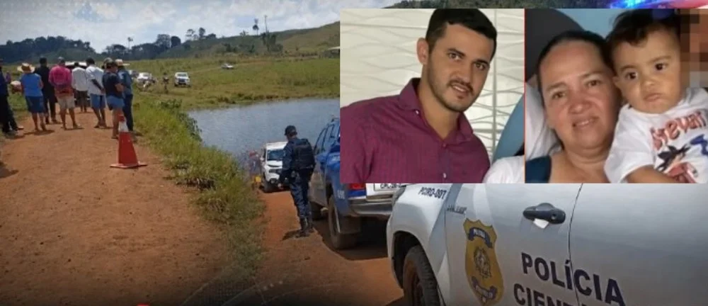Tragédia familiar: avó, filho e neto de 2 anos morrem após carro cair em represa em Rondônia